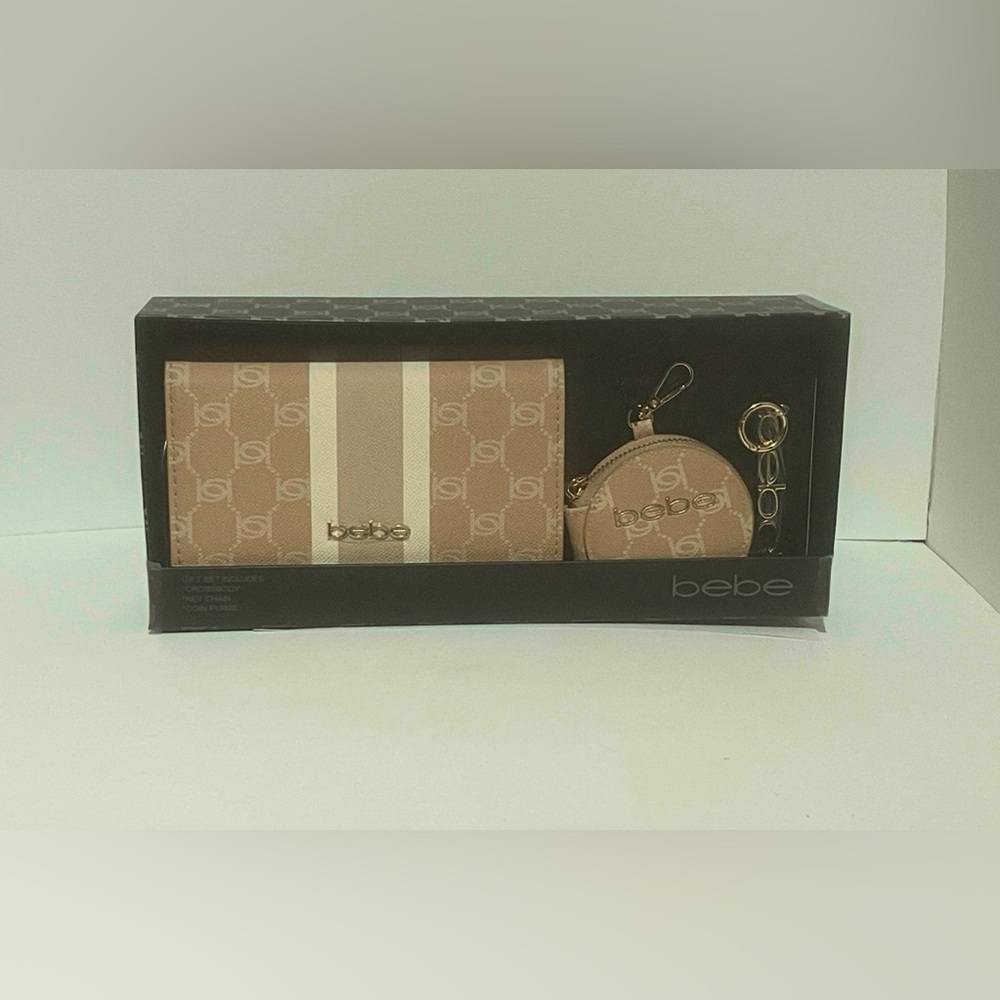 Bebe Tan Crossbody and Coin Purse Set